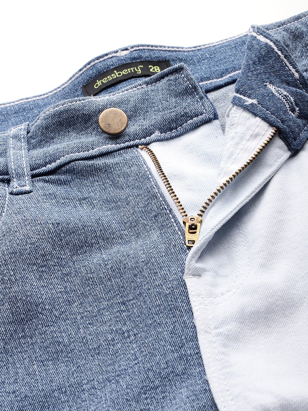 DressBerry Women Straight Fit Colourblocked Panaeled Straight Fit Stretchable Jeans