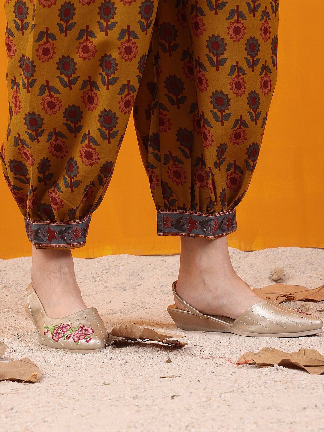 KALINI  Floral Printed V-Neck Straight Kurta With Salwar And Dupatta