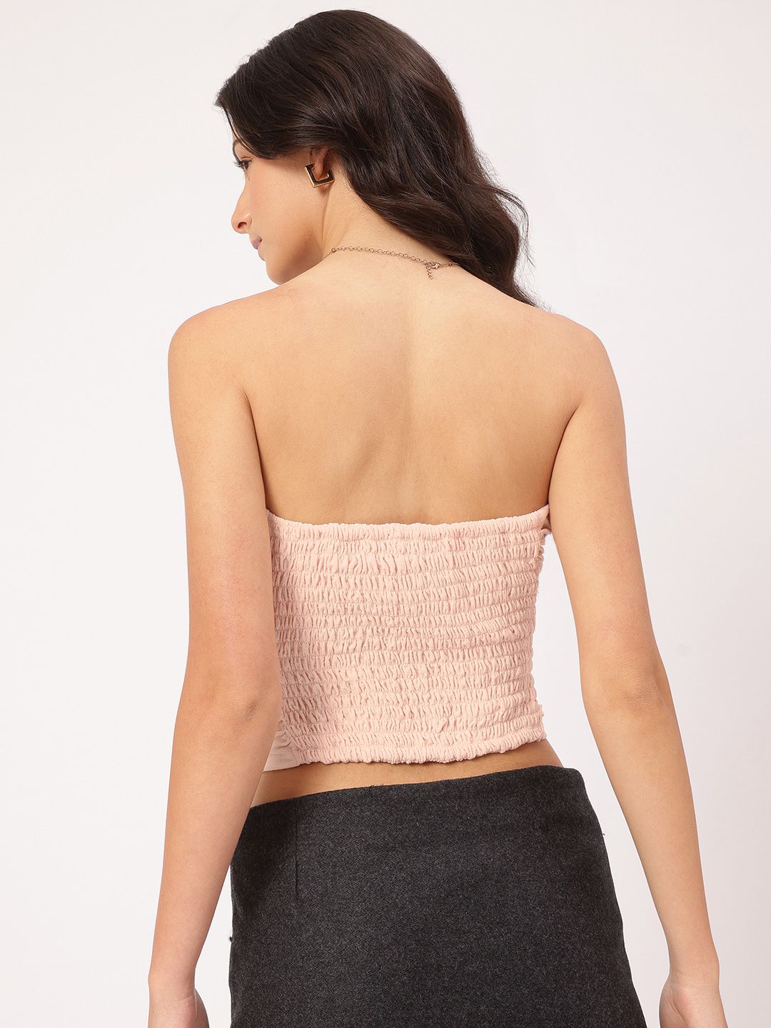 DressBerry Pastel Play Knit Ruched Smocked Tube Top