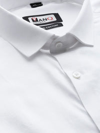 MANQ Men White Slim Fit Solid Party Shirt
