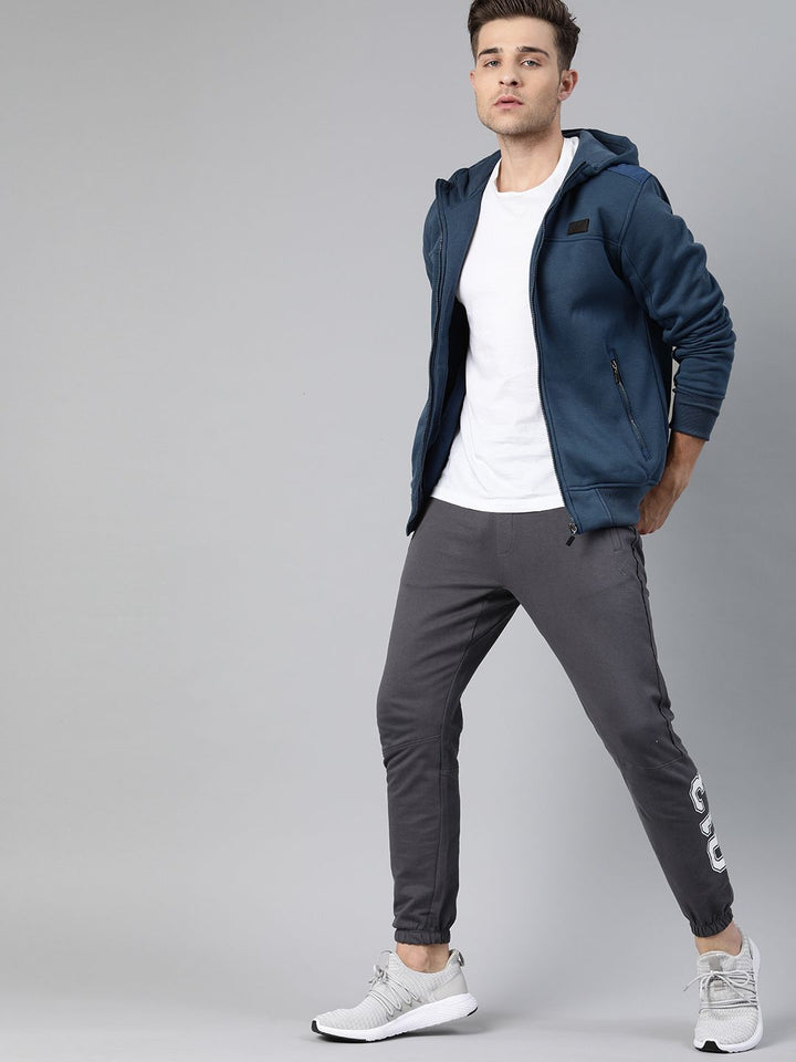 HRX by Hrithik Roshan Men Navy Blue Solid Hooded Bomber Jacket