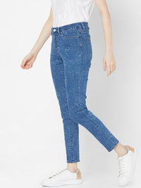 SPYKAR Women Blue Skinny Fit Low Distress Light Fade Jeans