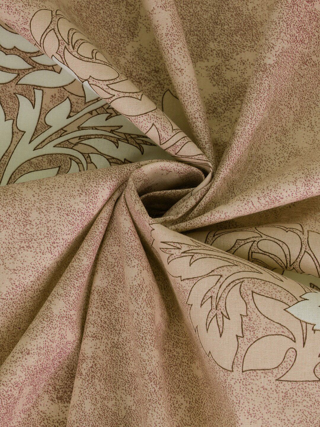 KLOTTHE Beige Floral Printed Dilengkapi 400 TC Kapas Cadar King & 2 Sarung Bantal