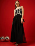 STREET 9 Embellished Shoulder Straps Net Maxi Dress