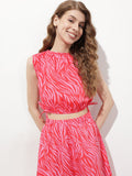 DressBerry The Romcom Print Blouson Crop Top