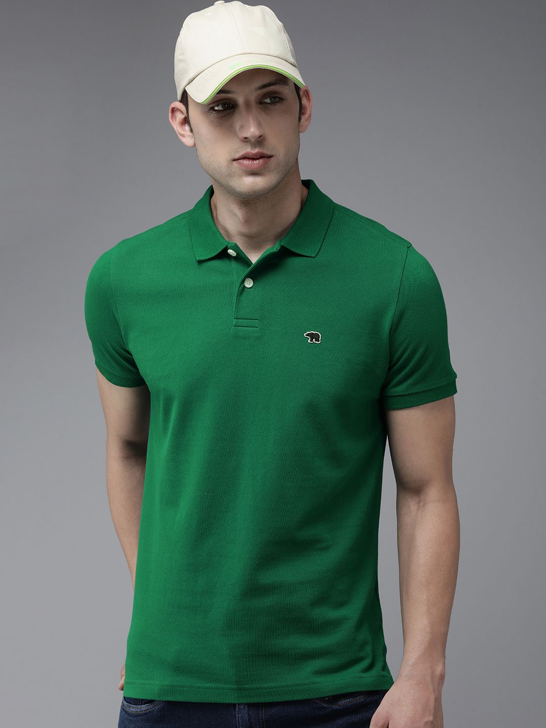 THE BEAR HOUSE Polo Collar Slim Fit Pure Cotton T-shirt