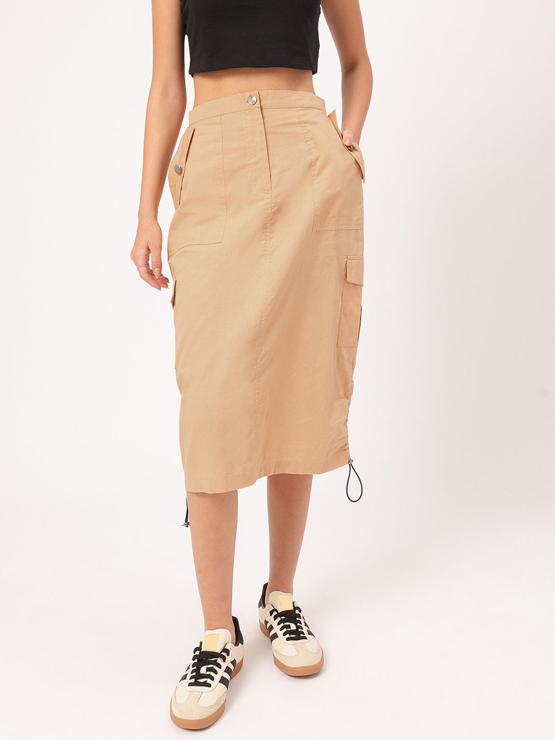 DressBerry Elevated Essentials Cargo Parachute Straight Midi Skirt