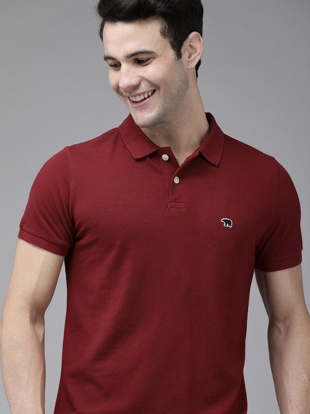 THE BEAR HOUSE Polo Collar Pure Cotton Slim Fit T-shirt