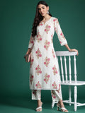 Indo Era Women Floral Printed Pure Cotton Kurta with Trousers