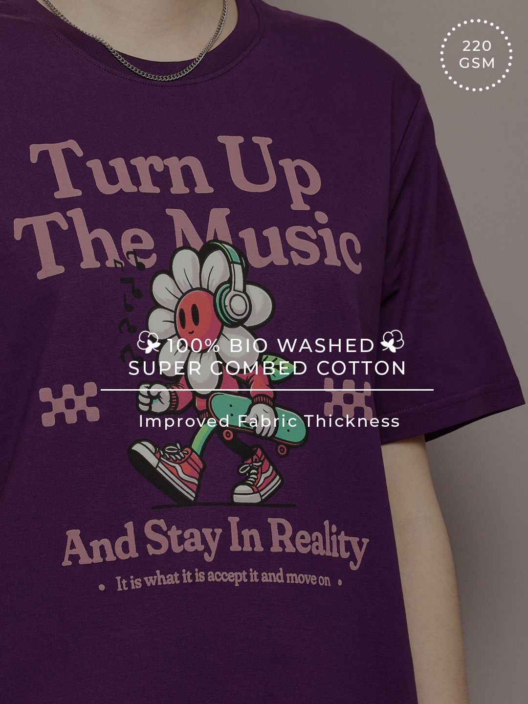 DILLINGER Graphic Printed Drop-Shoulder Sleeves Oversized Pure Cotton T-shirt