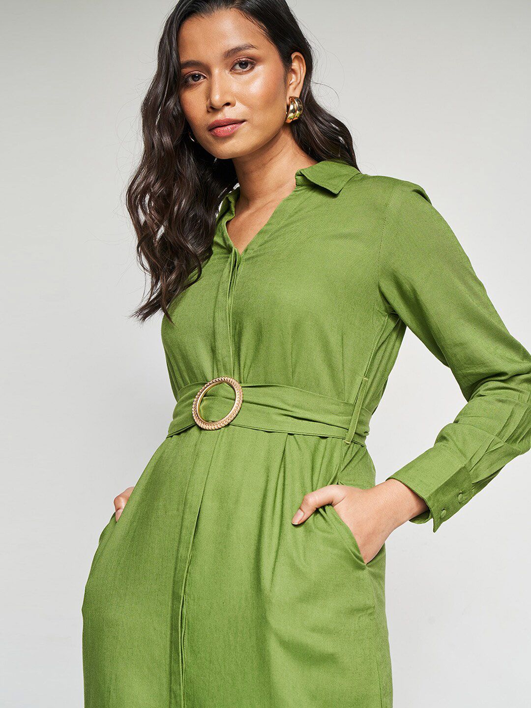 AND Belted Linen Shirt Dress