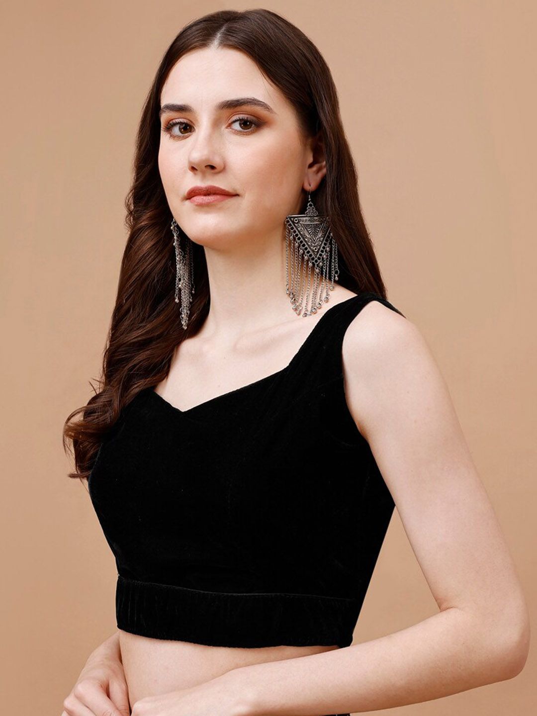 Tikhi Imli Velvet Sleeveless Saree Blouse