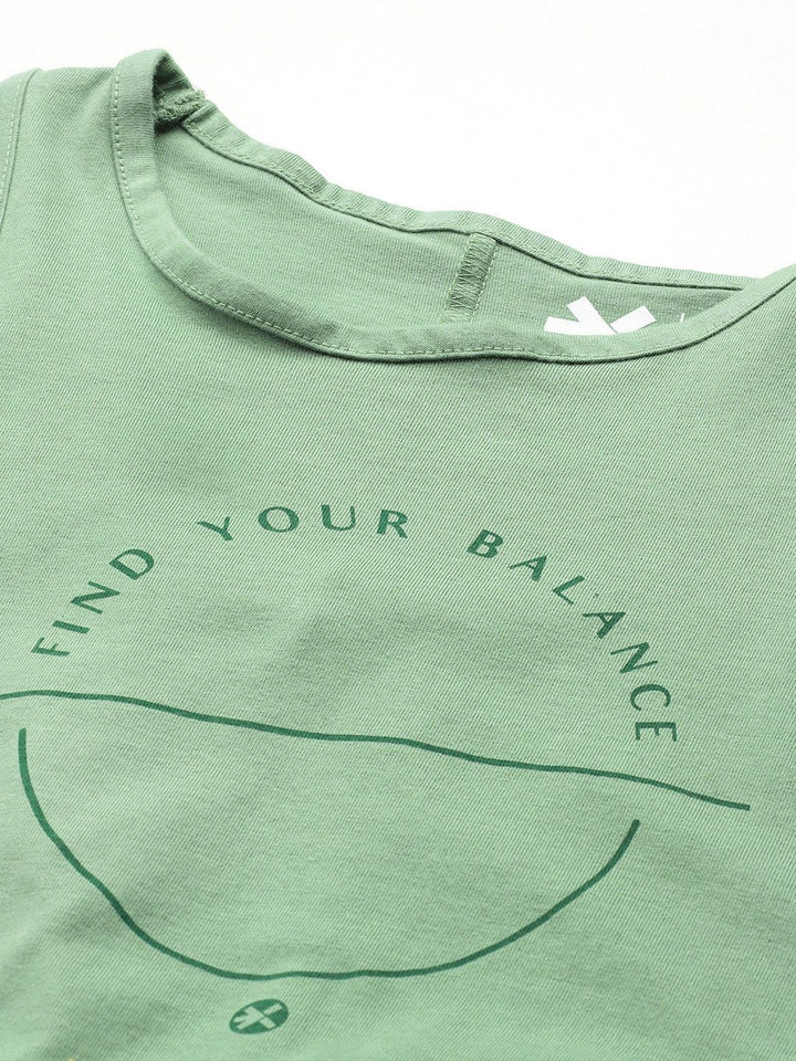 HRX by Hrithik Roshan Printed Pure Cotton Yoga T-shirt with Knotted-Back