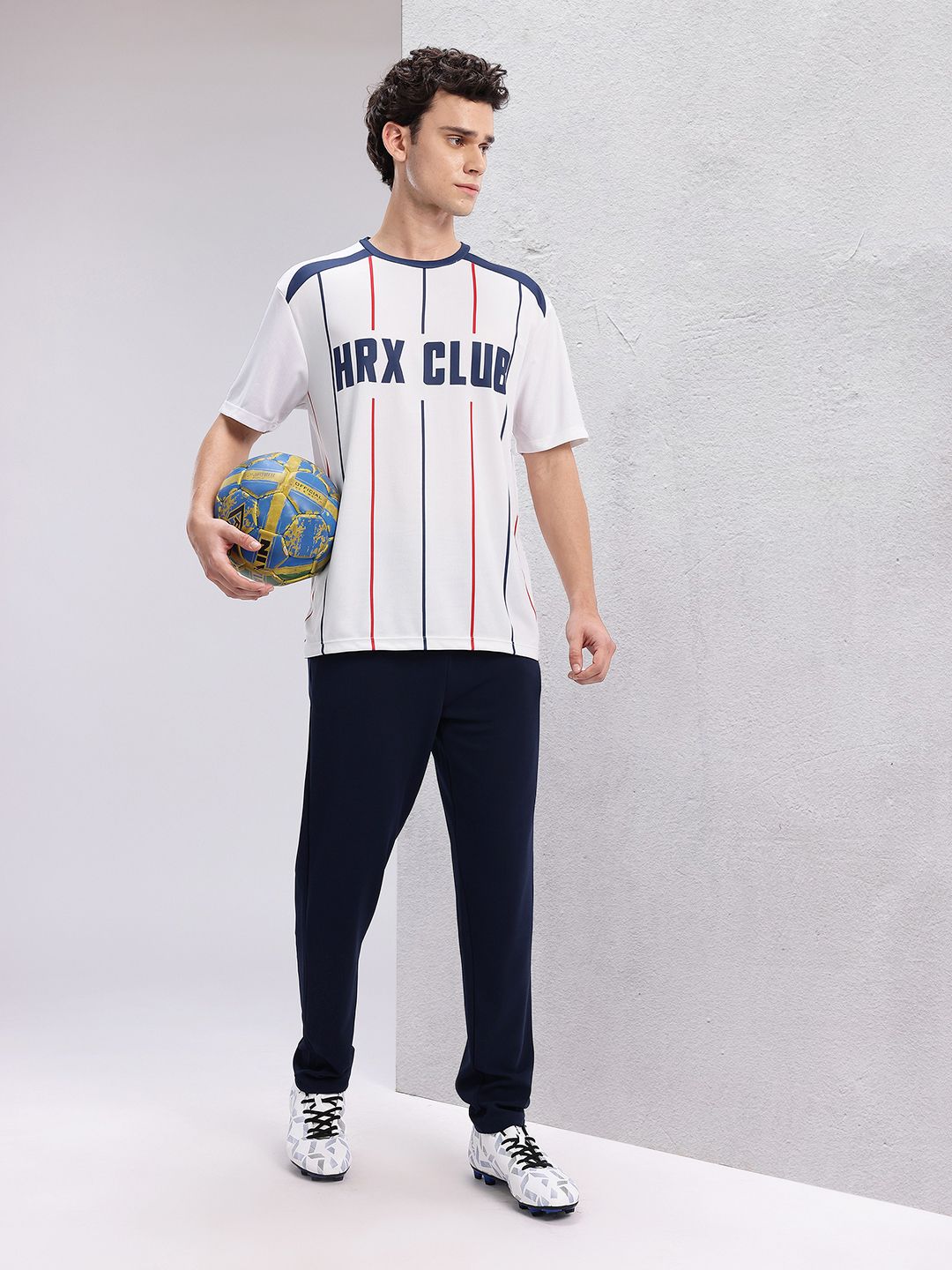 HRX by Hrithik Roshan Typography Print Drop-Sleeves Relaxed Fit Football T-shirt