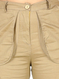 Cutiekins Girls Beige High-Rise Cargos Trouser