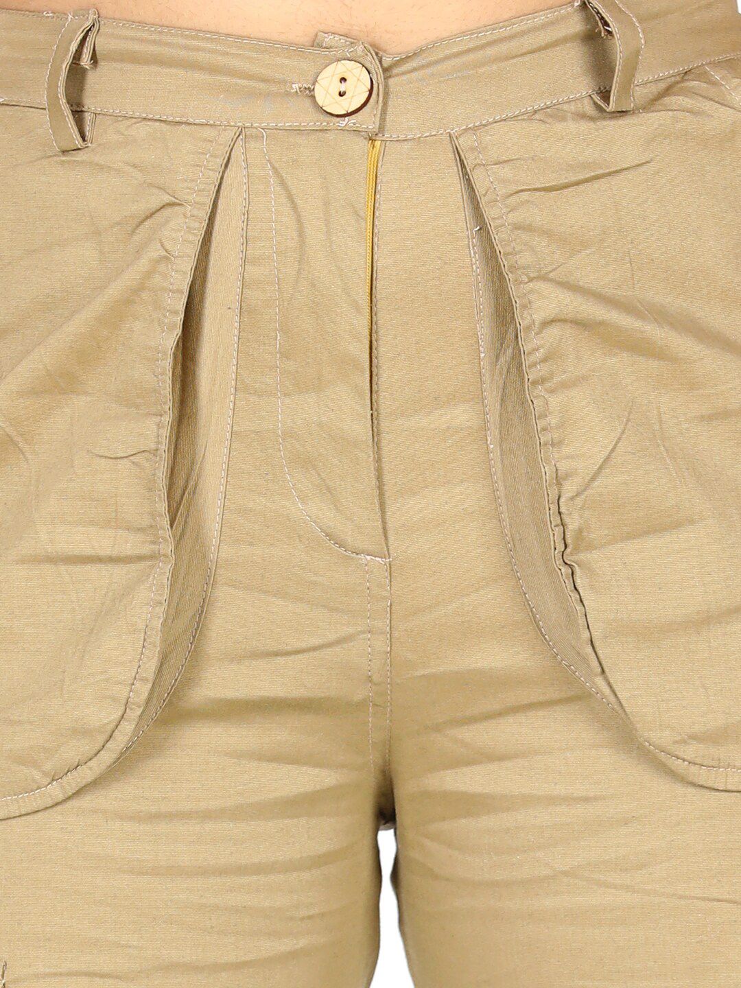 Cutiekins Girls Beige High-Rise Cargos Trouser