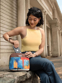 ZOUK Abstract Printed Structured Sling Bag