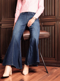 all about you Women Slim Flared Bootcut High-Rise Light Fade Stretchable Jeans