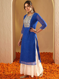 Indo Era Ethnic Motifs Embroidered Gotta Patti Straight Kurta