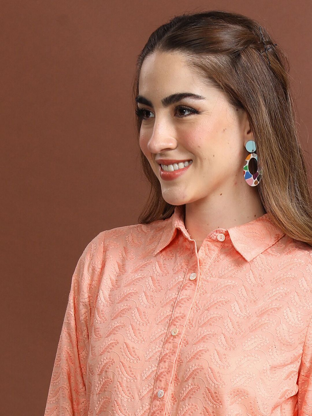 Vishudh Floral Embroidered Opaque Casual Shirt