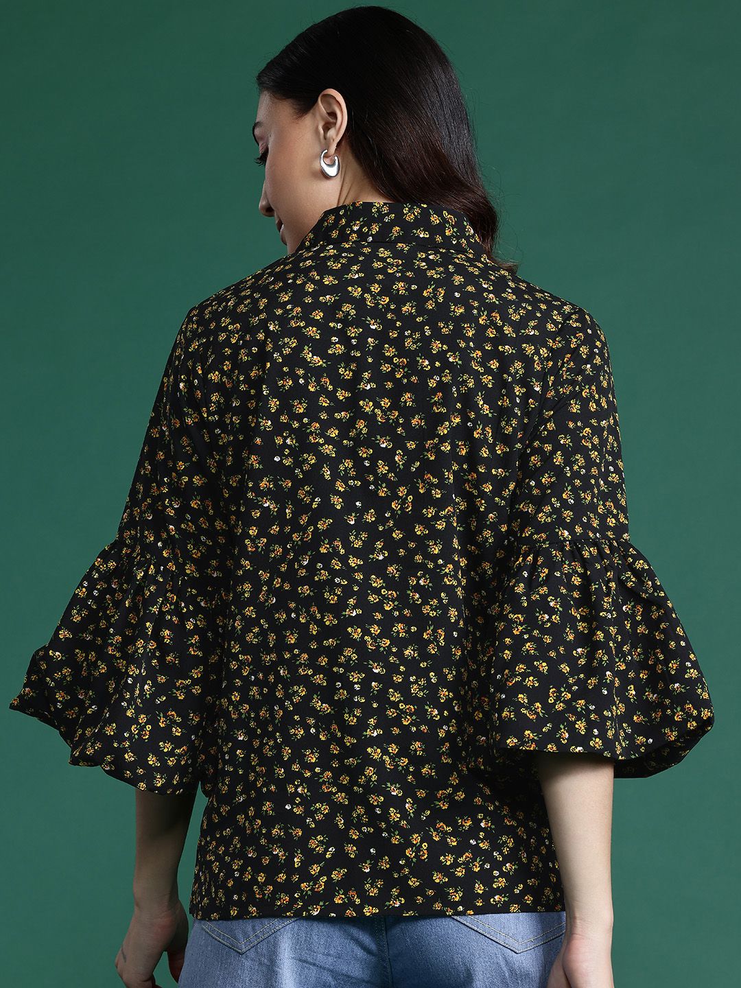 DressBerry Opaque Printed Bell Sleeves Casual Shirt