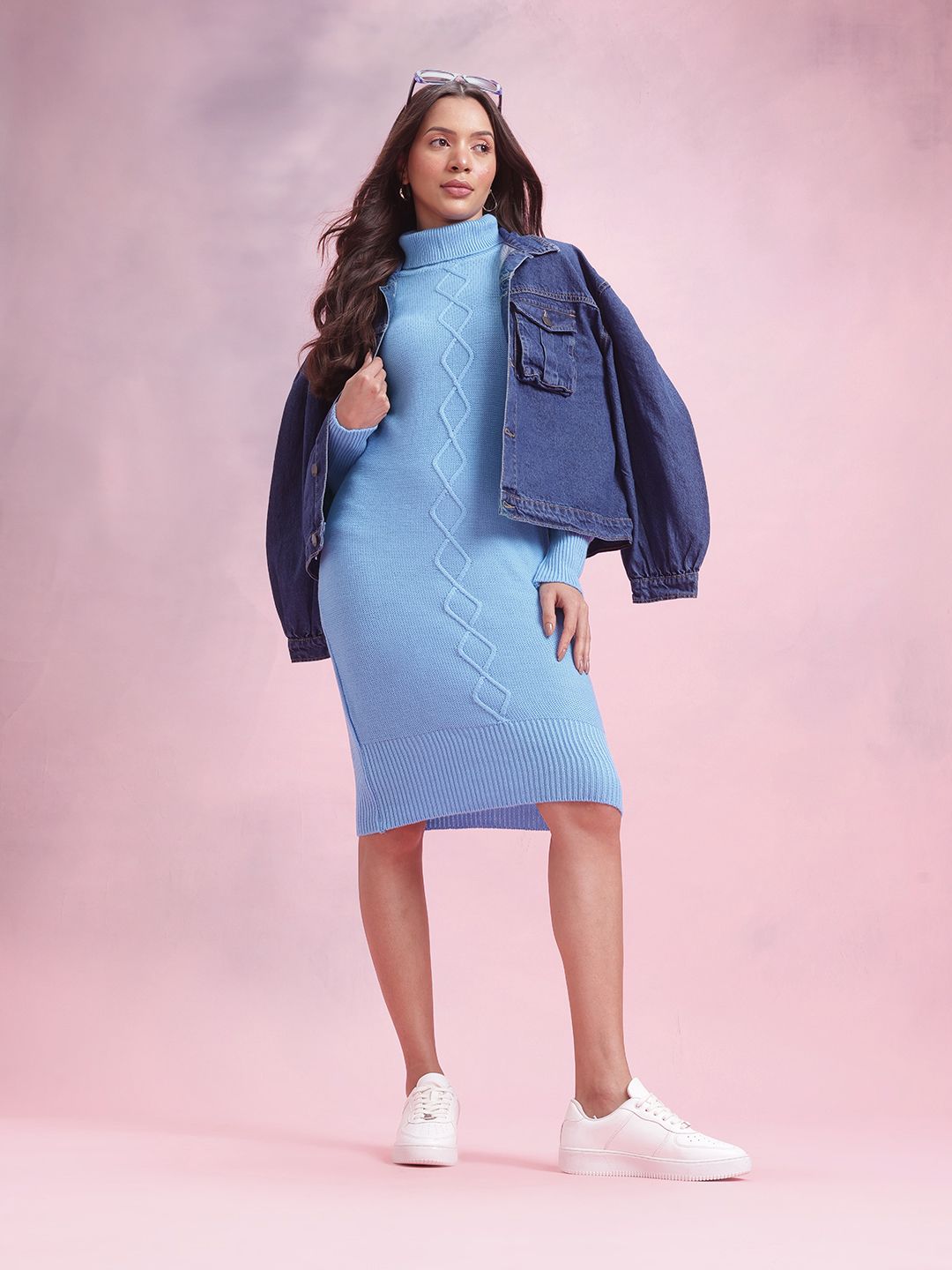 DressBerry Acrylic High Neck Jumper Dress