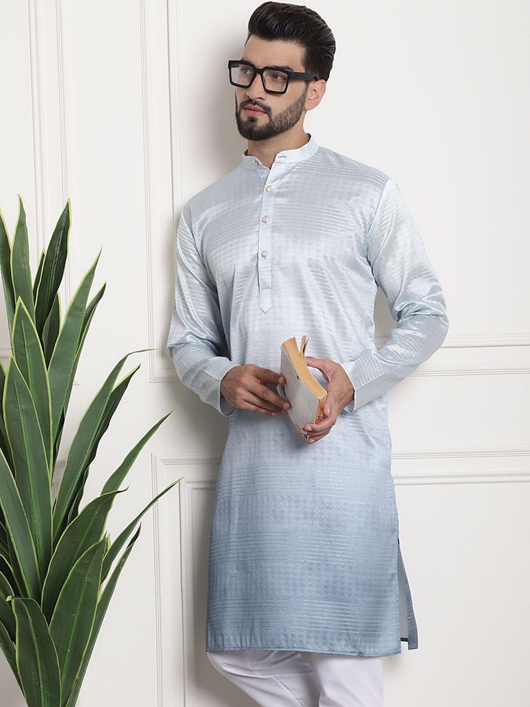 SOJANYA Rekaan Tenunan Kolar Mandarin Silk Cotton Kurta