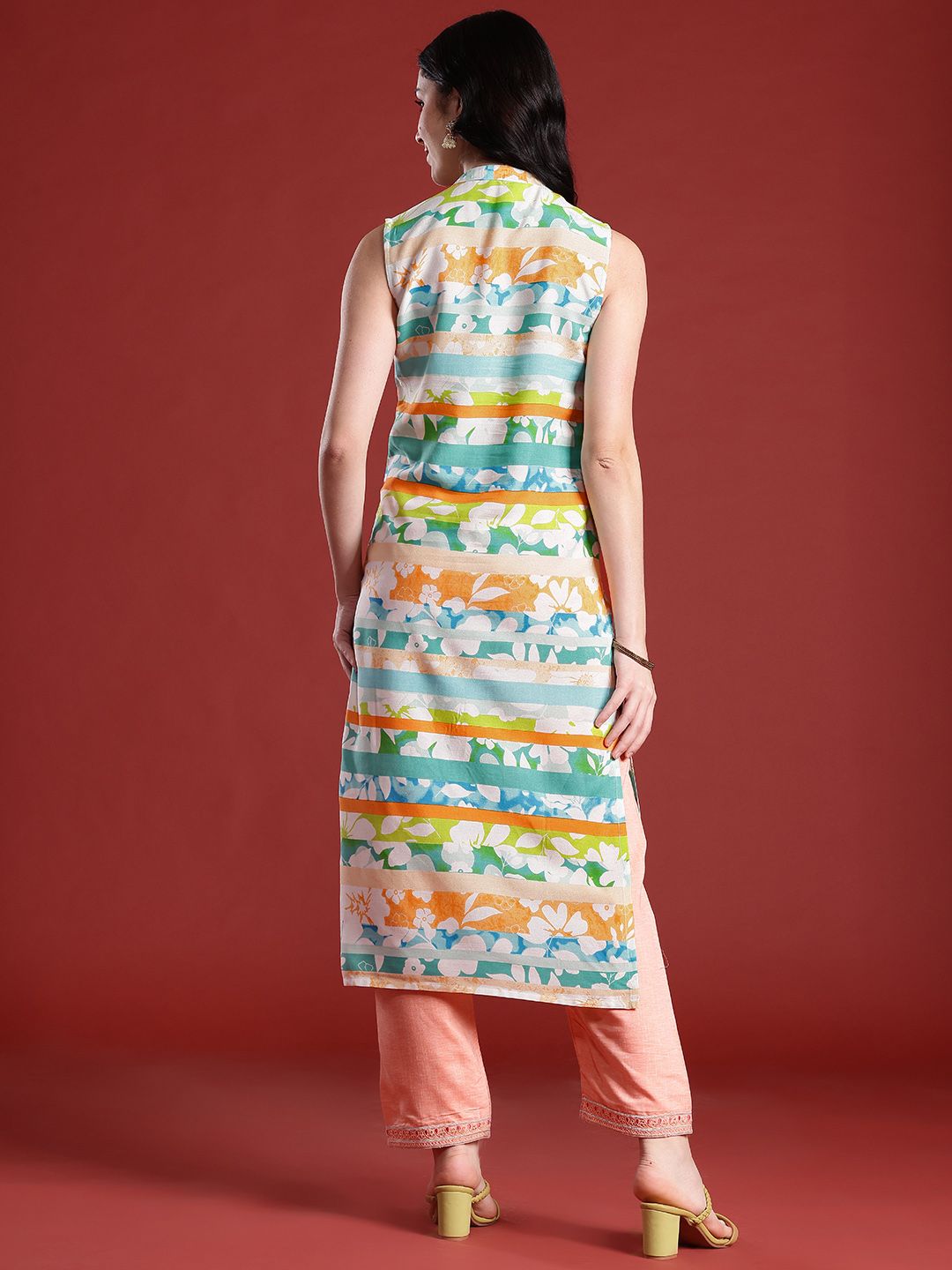 Anouk Women Striped Floral Kurta