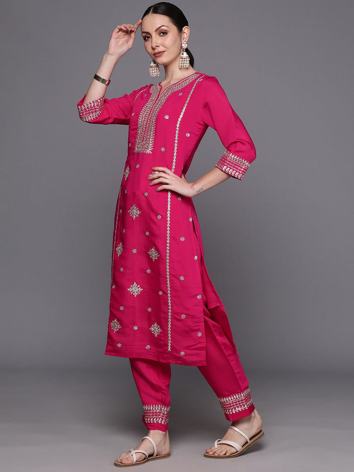 Indo Era Ethnic Motifs Embroidered Panelled Gotta Patti Kurta with Trousers & With Dupatta