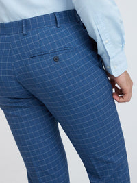 Park Avenue Men Blue Checked Slim Fit  Formal Trouser
