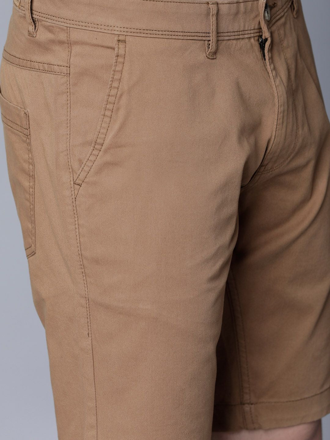 HIGHLANDER Men Khaki Solid Slim Fit Chino Shorts