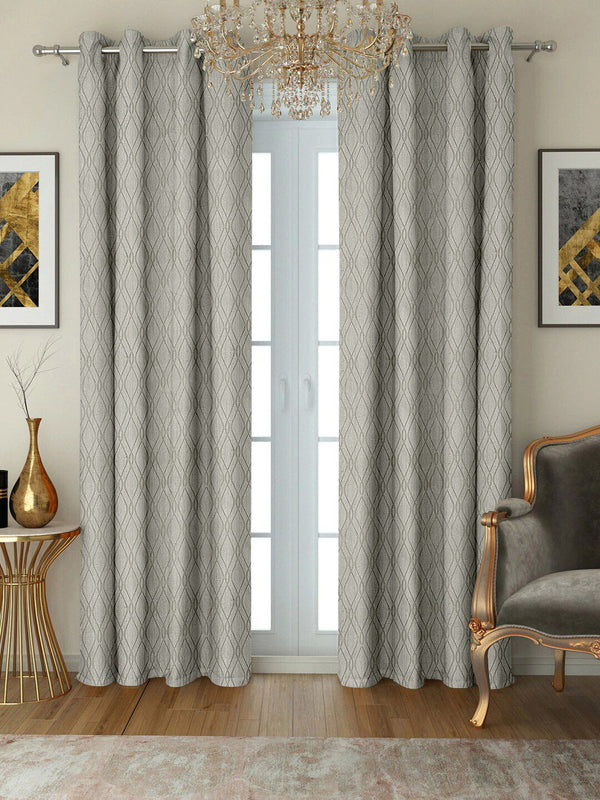 Cortina Grey Set of 2 Embossed Abstract Printed Door Curtains