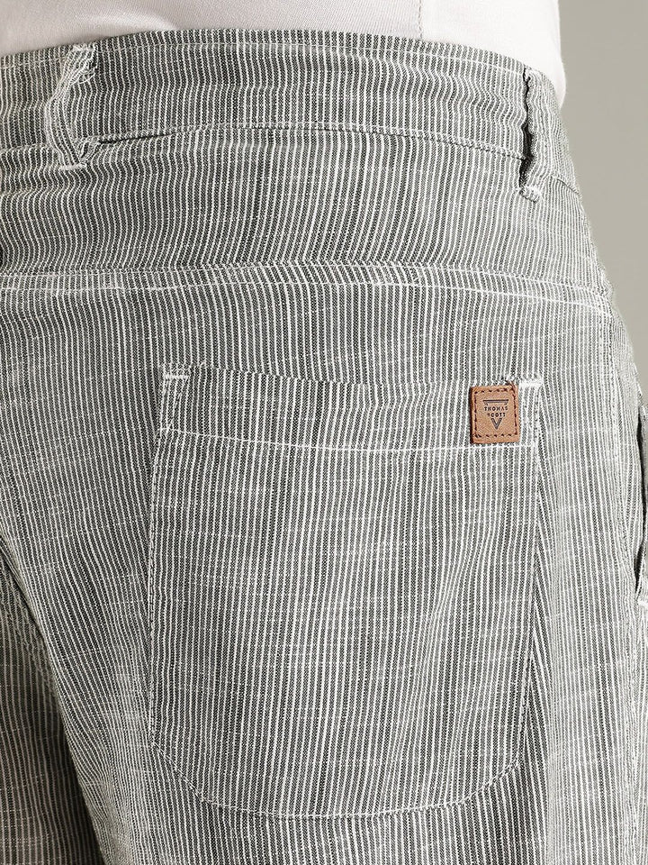 Thomas Scott Men Smart Straight Fit Pleated Linen Trouser