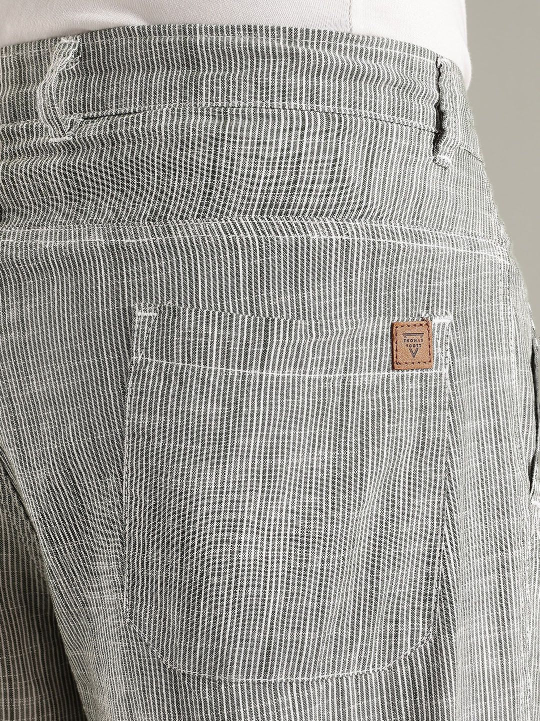 Thomas Scott Men Smart Straight Fit Pleated Linen Trouser