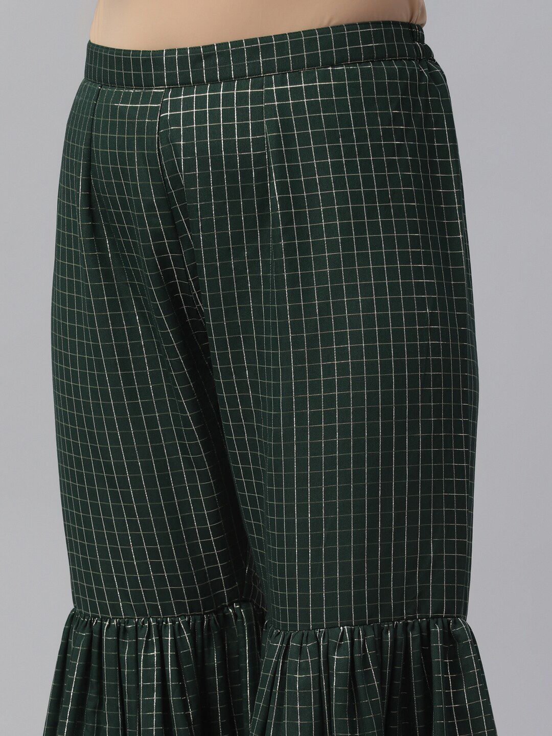 Libas Green Striped Kurti With Sharara & Dupatta