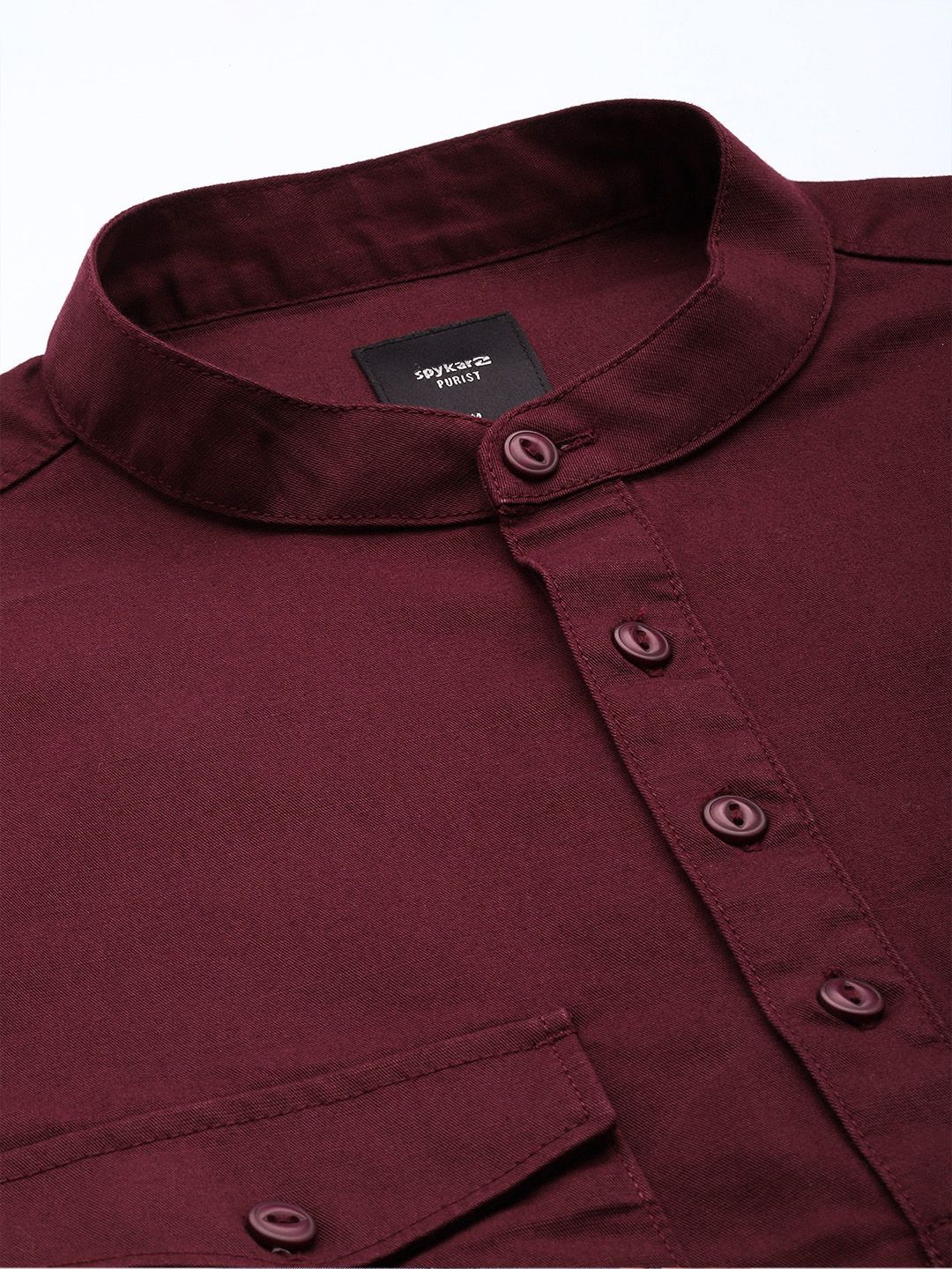 SPYKAR Slim Fit Band Collar Pure Cotton Casual Shirt