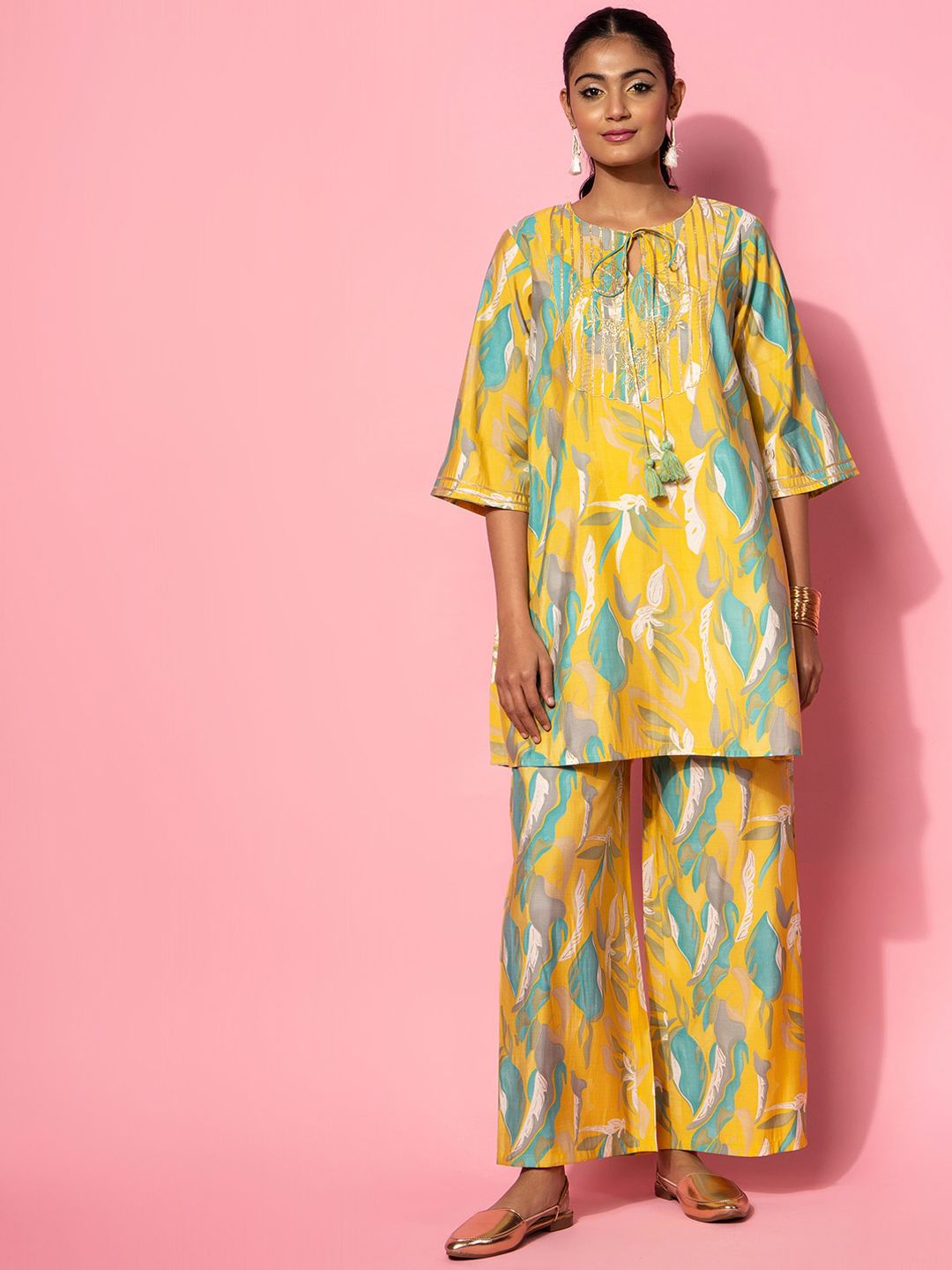 Libas Women Printed A-Line Tunic & Palazzo Co-Ords