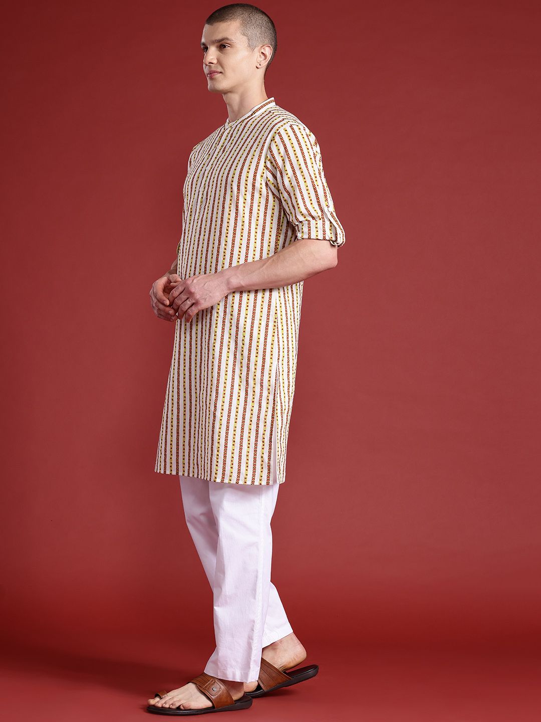 Anouk Pure Cotton Striped Kurta