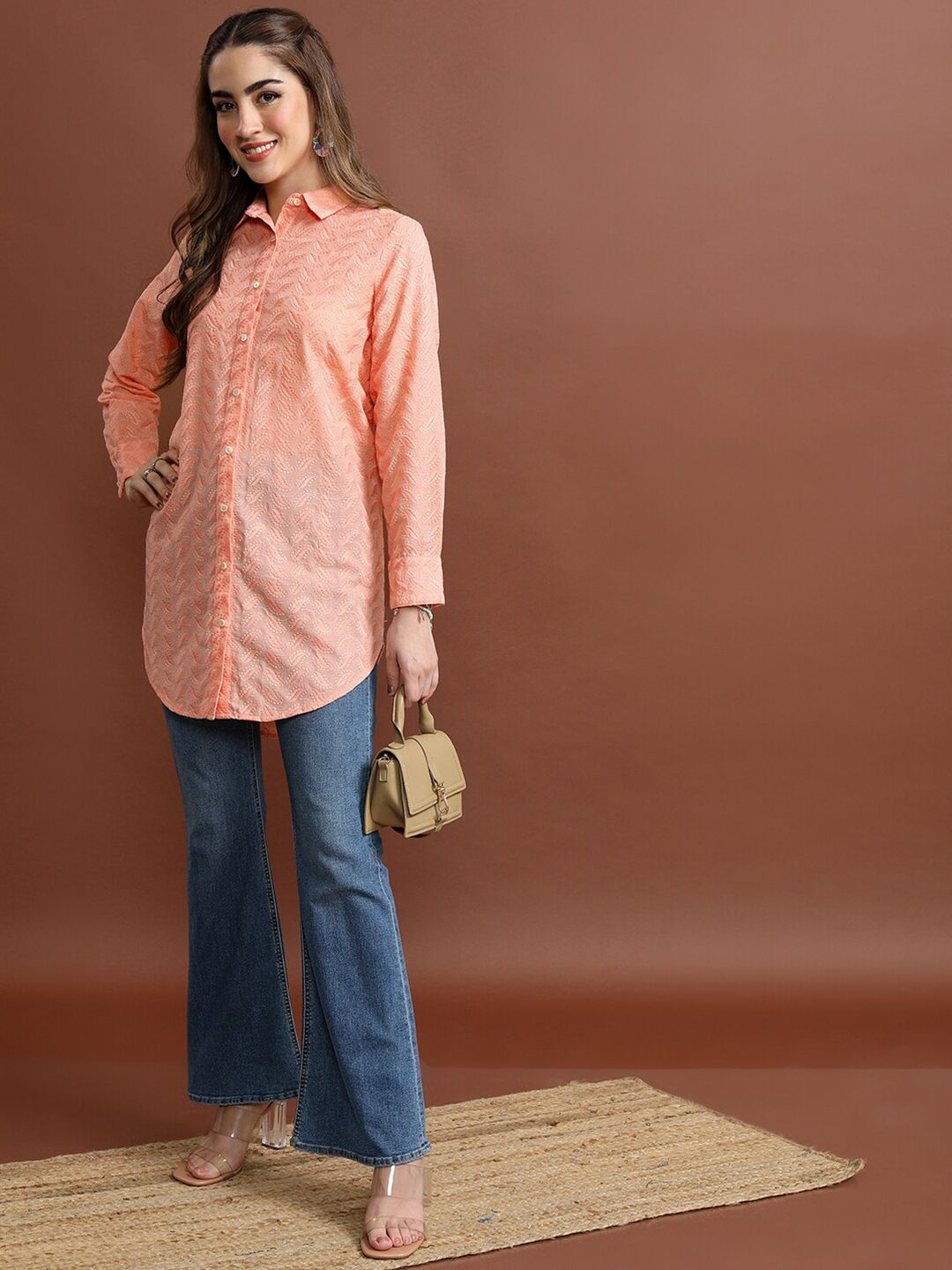 Vishudh Floral Embroidered Opaque Casual Shirt
