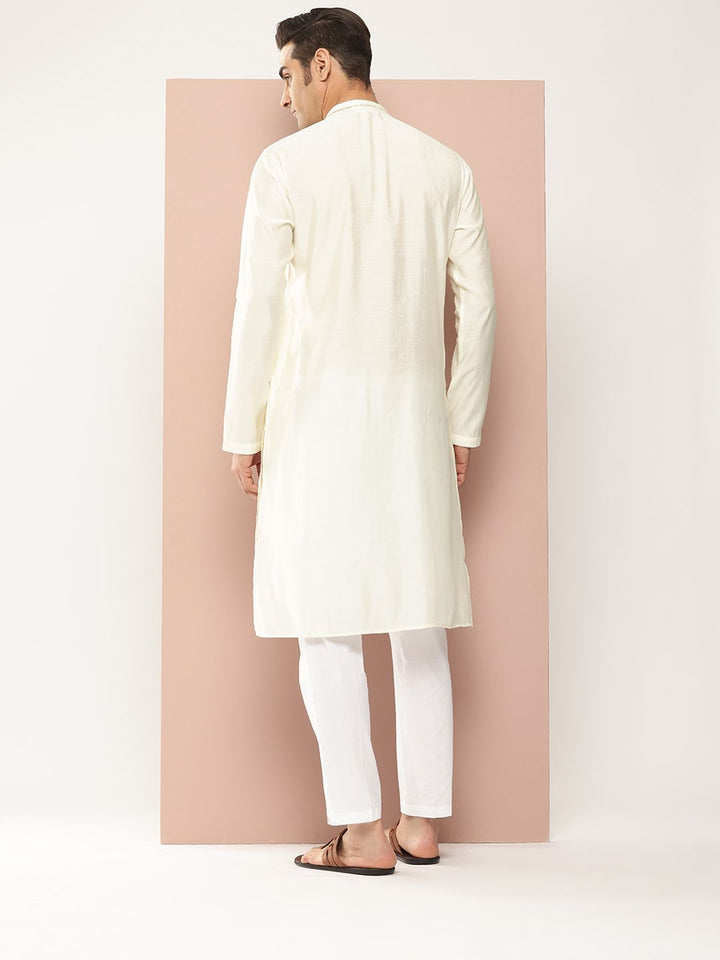 See Designs Embroidered Sequinned Chanderi Silk Kurta with Pyjamas