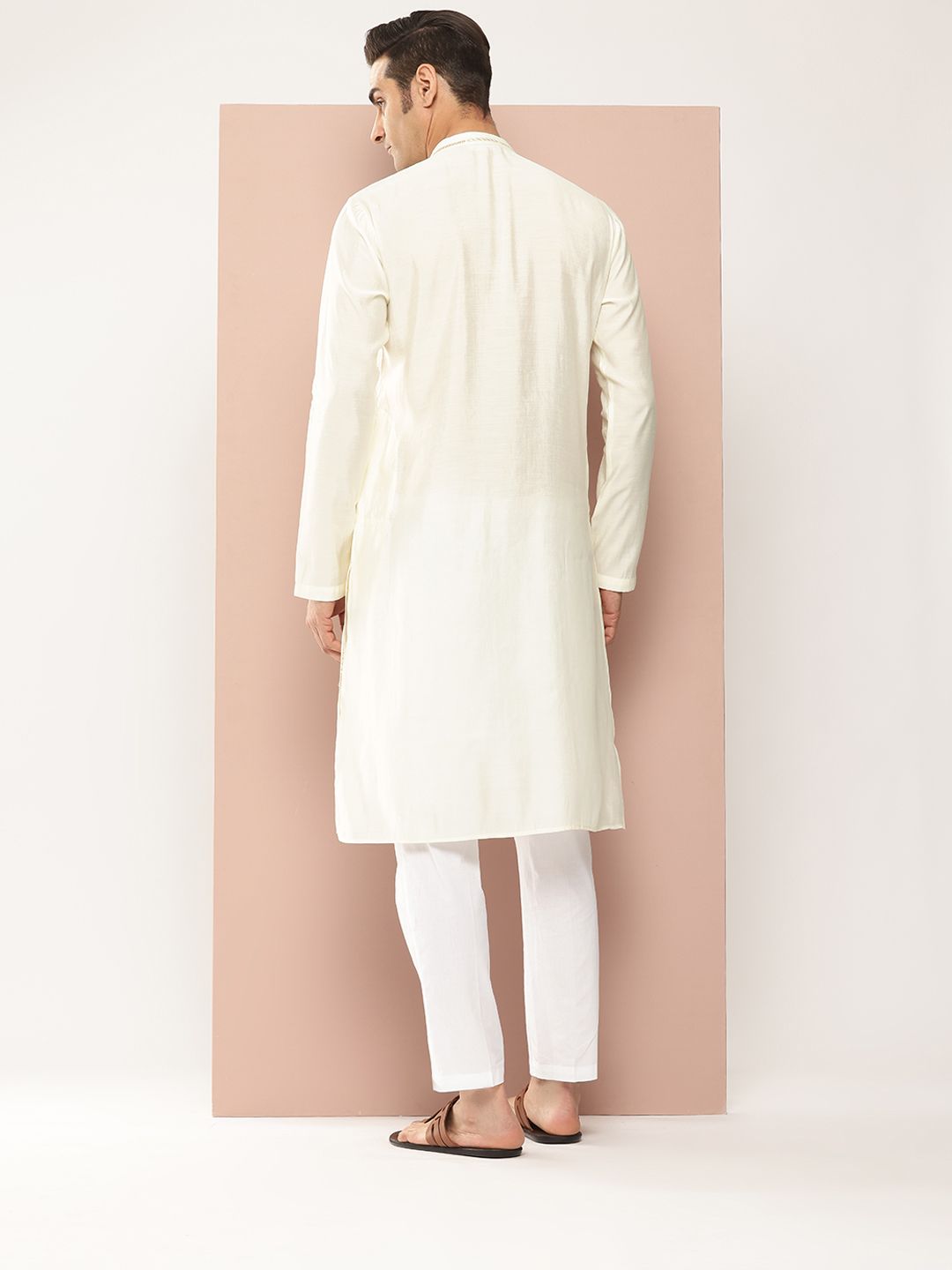 See Designs Embroidered Sequinned Chanderi Silk Kurta with Pyjamas