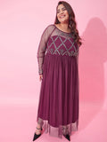 CURVY STREET Embellished Net Maxi Dress