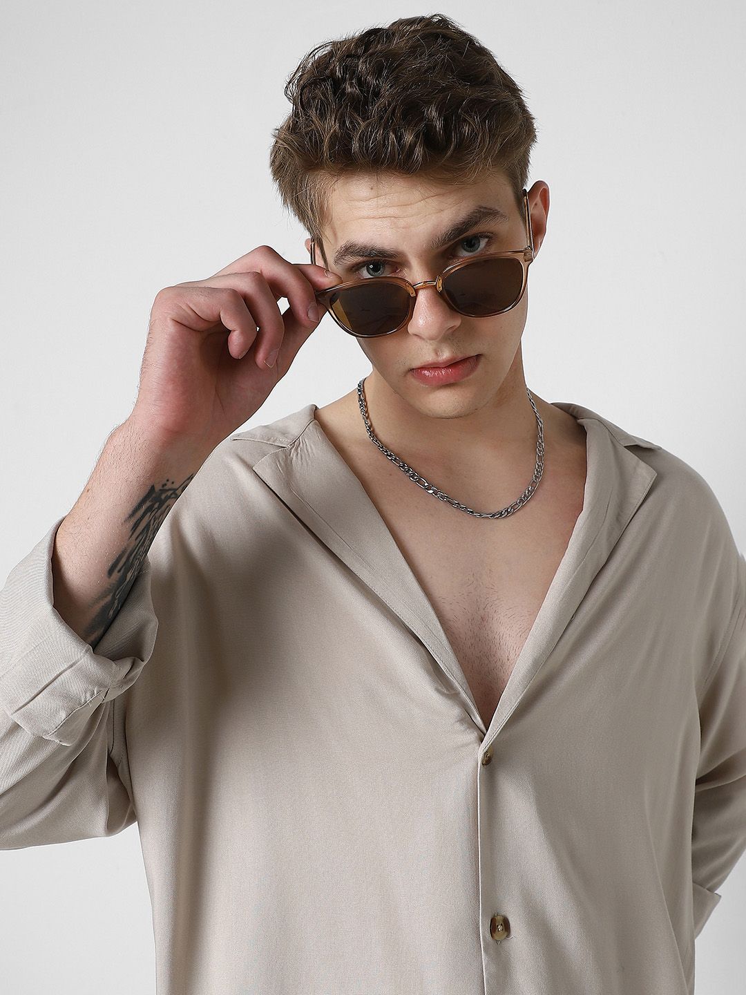 VASTRADO Men Classic Solid Cuban Collar Casual Shirt