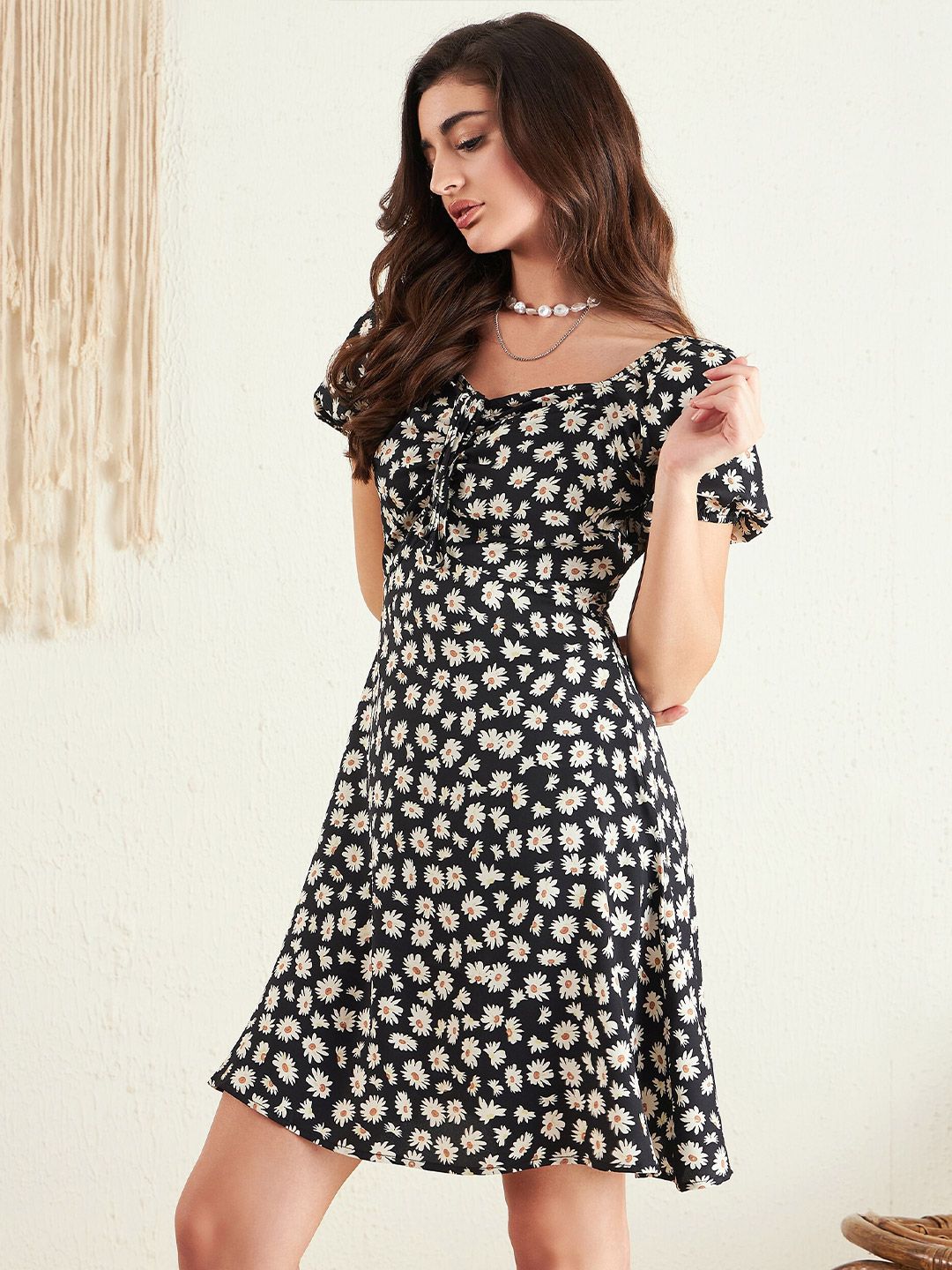 Berrylush Floral Printed  Fit & Flare Dress