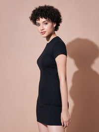 SASSAFRAS BASICS Round Neck Bodycon Mini Dress