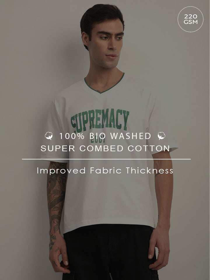 DILLINGER Men Short Sleeve Oversized V-Neck Printed Tshirt