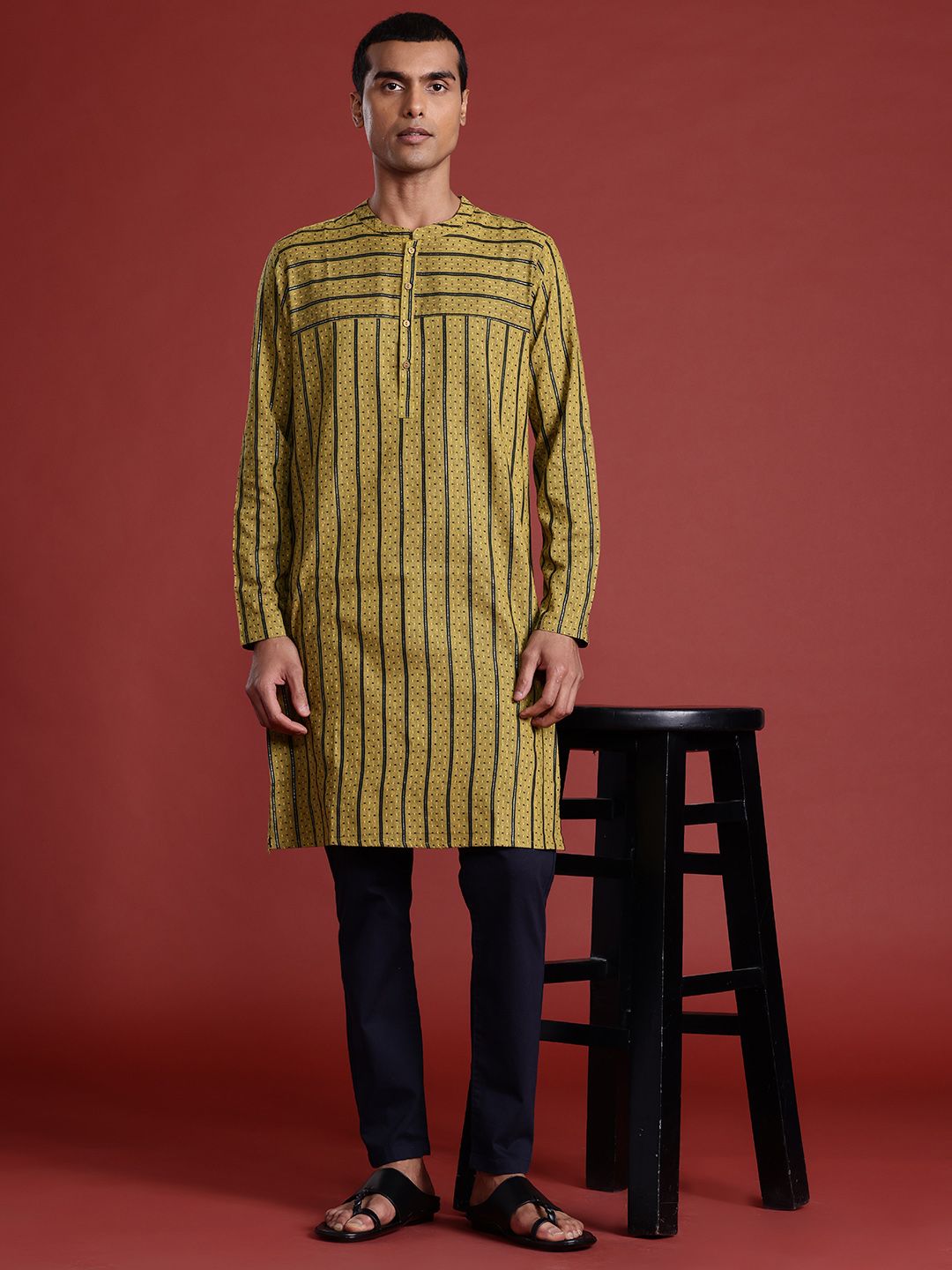 Anouk Men Striped Woven Design Kurta