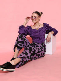 STREET 9 Women Purple Animal Printed Trousers