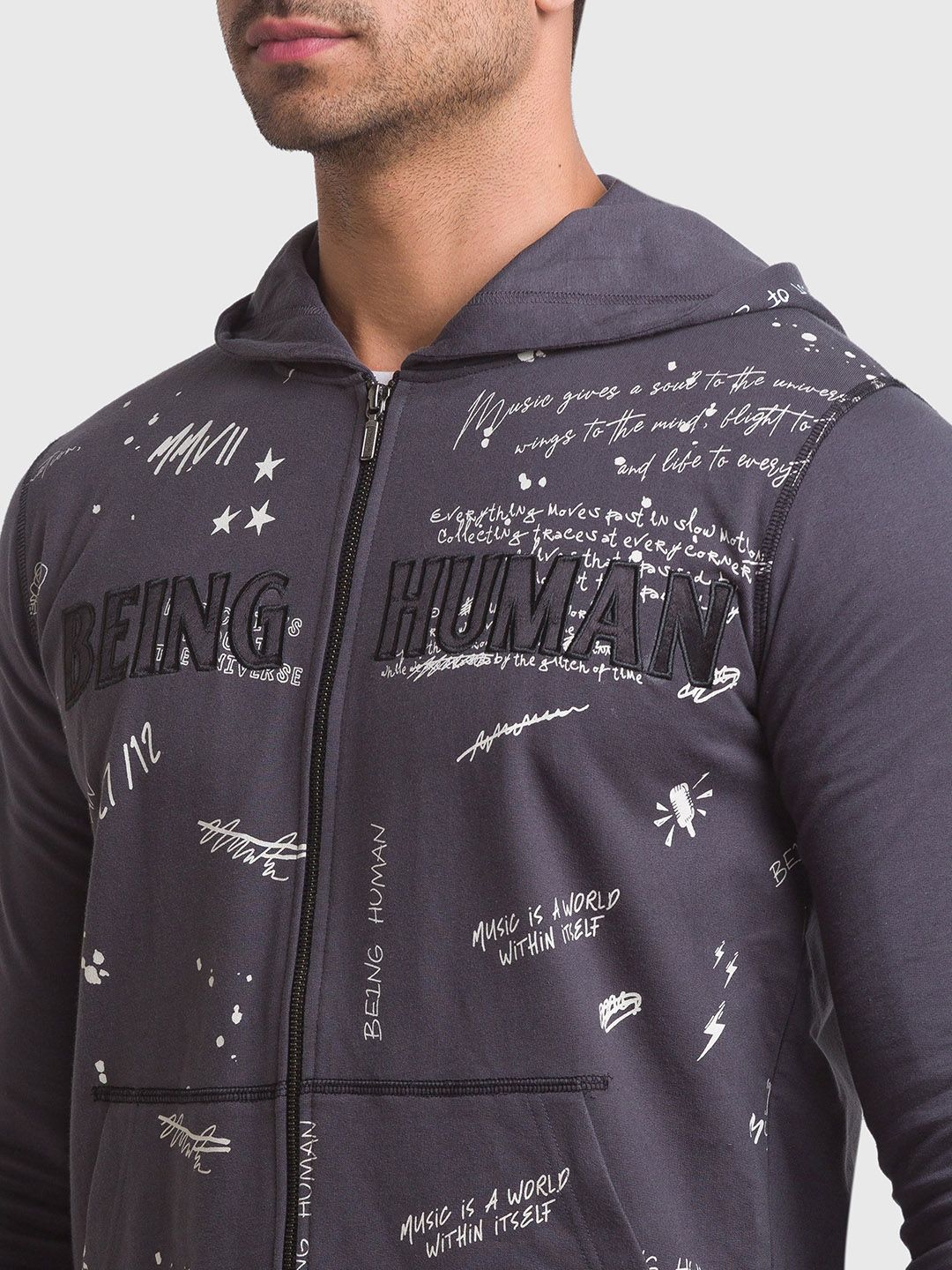 Being Human Men Charcoal Printed Sweatshirt