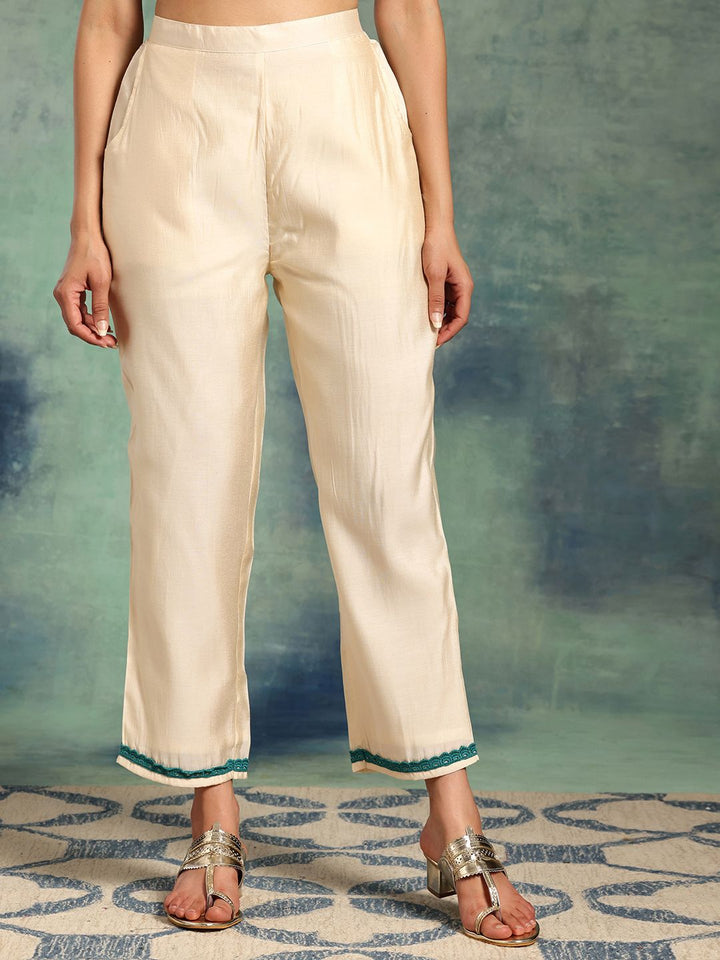 Libas Floral Printed Regular Chanderi Silk Kurta with Palazzos